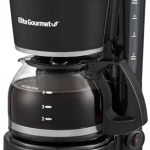 Elite Gourmet EHC-5055# Automatic Brew & Drip Coffee Maker with Pause N Serve Reusable Filter, On/Off Switch, Water Level Indicator, Black
