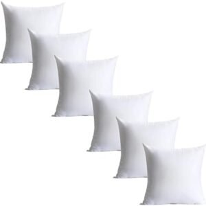 18 x 18 inches Pillow Inserts, Set of 6 Hypoallergenic Brushed Microfiber Liner Down Alternative Filled Square Cushion Throw Pillow