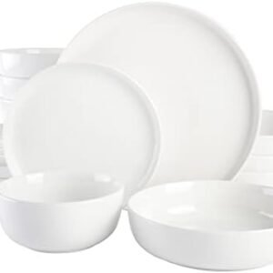Gibson Home Oslo Porcelain Chip and Scratch Resistant Dinnerware Set, Service for 4 (16pcs), Plates and Bowls Dishes Sets, White