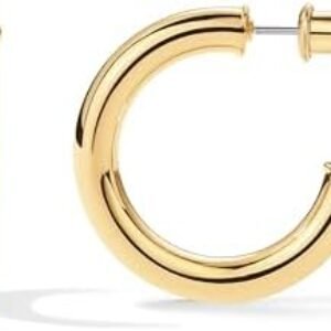 PAVOI 14K Gold Plated Lightweight Chunky Open Hoops for Women | Trendy Gold Hoop Earrings