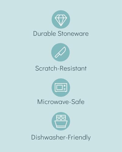 32 Piece Dinnerware Sets for 8 - Modern Style Stoneware Dinnerware Set - Scratch Resistant, Dishwasher Safe Plates and Bowls Sets Ceramic, Dish Set, Bowl and Plate Set - Black and Petrol Blue… - Image 5