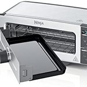 Ninja ST101 Foodi 2-in-1 Flip Toaster, 2-Slice Capacity, Compact Toaster Oven, Snack Maker, Reheat, Defrost, 1500 Watts, Stainless Steel, 6 Functions