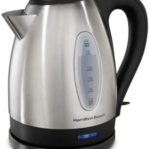 Hamilton Beach Electric Tea Kettle, Water Boiler & Heater, 1.7 Liter, Cordless Serving, 1500 Watts for Fast Boiling, Auto-Shutoff and Boil-Dry Protection, Stainless Steel (40880)