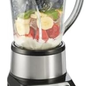 Hamilton Beach Wave Crusher Blender For Shakes and Smoothies With 40 Oz Glass Jar and 14 Functions, Ice Sabre Blades & 700 Watts for Consistently Smooth Results, Black + Stainless Steel (54221)
