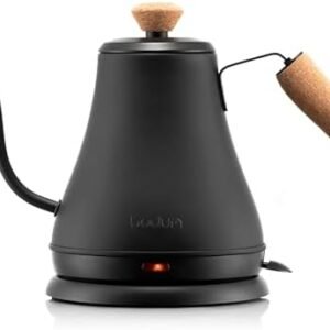 Bodum 27oz Bistro Gooseneck Electric Water Kettle, Pour Over Coffee & Tea, Stainless Steel, Matte Black