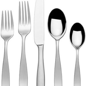 Mikasa, Satin Loft Flatware Service for 12, 65 Piece Set, 18/10 Stainless Steel, Silverware Set with Serving Utensils