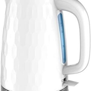 BLACK+DECKER 1.7L Cordless Electric Kettle, KE1560W, Premium Texture, Water Window, Rapid Boil, Auto Shutoff, White
