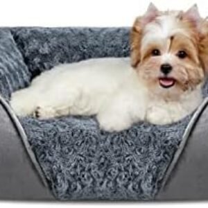 INVENHO Dog Bed for Large Medium Small Dogs/Puppy, Rectangle Washable, Orthopedic, Soft Calming Sleeping Durable Pet Cuddler with Anti-Slip Bottom S(20"x19"x6")
