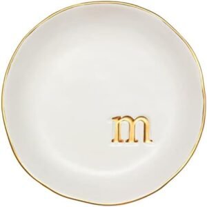 COLLECTIVE HOME – Ceramic Jewelry Tray, Decorative Trinket Dish for Rings Earrings Necklaces Bracelet Watch Keys, Birthday Mother’s Day Christmas Gift for Women, 4.75″, White Surface (M)