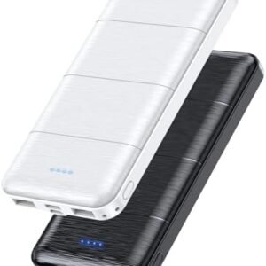 Portable-Charger-Power-Bank - 2 Pack 15000mAh Dual USB Power Bank Output 5V3.1A Fast Charger Portable Charger Compatible with Smartphones and All USB Devices (Deep Black and White)