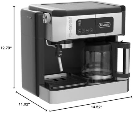 De'Longhi All-in-One Combination Coffee Maker & Espresso Machine + Advanced Adjustable Milk Frother for Cappuccino & Latte + Glass Coffee Pot 10-Cup, Black, COM532M - Image 8