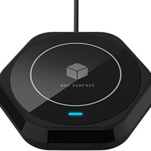 Smart Beverage Heating Plate Candle Wax Cup Warmer Electric Thermostat Coaster for Hot Coffee Milk Tea Water Cocoa Desk Home Office Use (R1 Black)