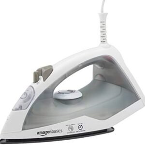 Amazon Basics Steam Iron, Handheld Clothes Steamer, Teflon Soleplate, 1200-Watt, Gray, 1.31ft