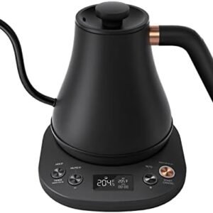Mecity Electric Kettle Gooseneck Pour Over Kettle ±1℉ Temperature Control Quick Heating Water Boiler for Coffee & Tea & Formula Auto Shut Off Tea Kettle 1200 Watt, 0.8L, Matt Black, Barista Edition