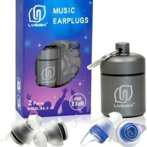 LYSIAN High Fidelity Concert Ear Plugs for Music- 2 Pairs Reusable Musicians Earplugs for Noise Cancelling, Concert Festivals, Drummers, DJS, Raves, Games -23dB