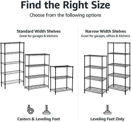 Amazon Basics 3-Shelf Adjustable Heavy Duty Steel Wire Rack Storage Shelving Organizer for Kitchen, Garage, 23.2" L x 13.4" W x 30" H, Black - Image 4