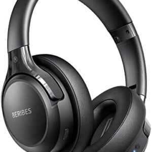 BERIBES Bluetooth Headphones Over Ear, 65H Playtime and 6 EQ Music Modes Wireless Headphones with Microphone, HiFi Stereo Foldable Lightweight Headset, Deep Bass for Home Office Cellphone PC Ect.