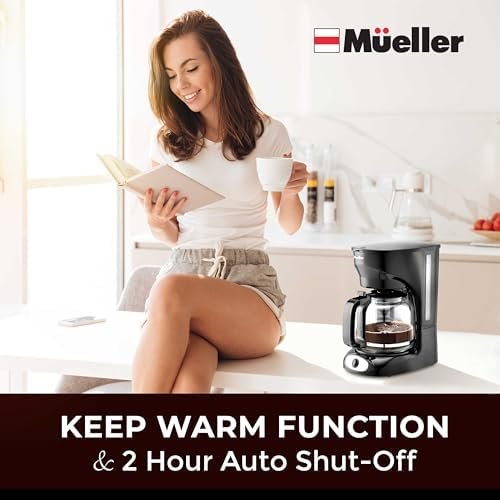 Mueller 12-Cup Drip Coffee Maker - Borosilicate Carafe, Auto-Off, Reusable Filter, Anti-Drip, Keep-Warm Function, Clear Water Level Window Coffee Machine, Ideal for Home or Office - Image 6