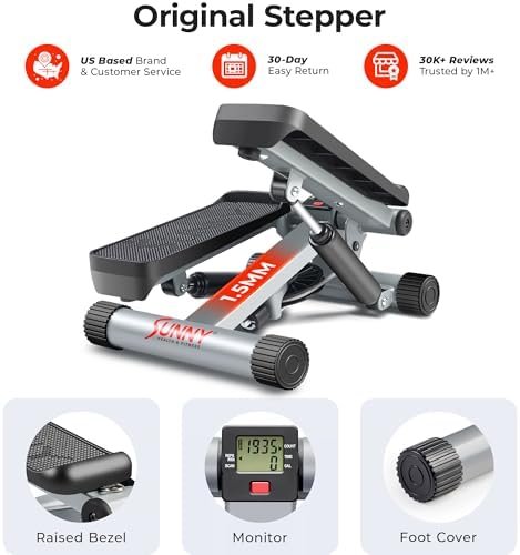 Sunny Health & Fitness Mini Steppers for Exercise at Home, Stair Step Workout Machine with Optional Resistance Bands, Full Body Cardio Equipment, Optional Free SunnyFit App Connection Smart Stepper - Image 7
