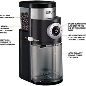 KRUPS GX550850 Precision Grinder Flat Burr Coffee for Drip/Espresso/PourOver/ColdBrew, 12 cup, Black – Amazon Vine