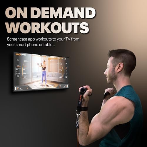 MAXPRO Fitness: Cable Home Gym | As Seen on Shark Tank | Versatile, Portable, Bluetooth Connected | Strength, HIIT, Cardio, Plyometric, Powerful 5-300lbs Resistance - Image 4