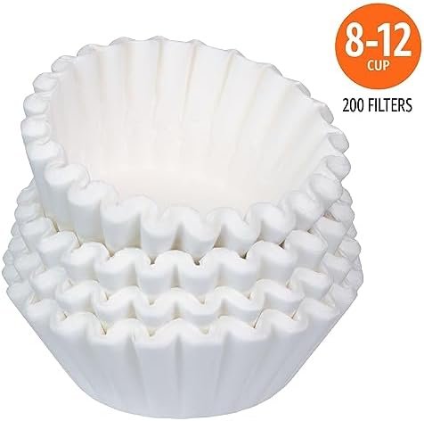 Amazon Basics Basket Coffee Filters for 8-12 Cup Coffee Makers, White, 200 Count - Image 2