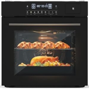 Towallmark 24" Electric Single Wall Oven, 3000w, 240v, 2.5Cu.ft Built-in Electric Convection Oven 70L, 8 Baking Modes, with Air Frying Function, 3D Surround Heating, Timer, Touch Control, Safety Lock
