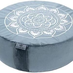 Florensi Meditation Cushion - Comfortable Floor Pillow - Traditional Tibetan Meditation Pillow with Beautiful Velvet Cover - Large Floor Cushion Seating for Adults - Premium Yoga Buckwheat Bolster