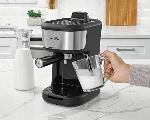 Mr. Coffee Espresso and Cappuccino Machine, Single Serve Coffee Maker with Milk Frothing Pitcher and Steam Wand, 20 ounces, Stainless Steel,Black - Image 6