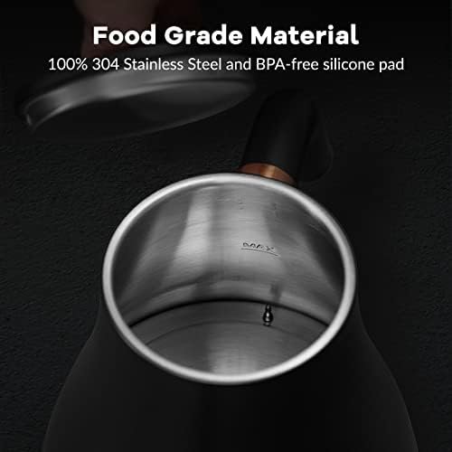 Mecity Electric Kettle Gooseneck Pour Over Kettle ±1℉ Temperature Control Quick Heating Water Boiler for Coffee & Tea & Formula Auto Shut Off Tea Kettle 1200 Watt, 0.8L, Matt Black, Barista Edition - Image 7