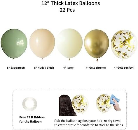 ANSOMO Sage Green Happy Birthday Party Decorations Retro Green Nude Ivory Dark Olive Kraft Paper Banner Balloons Neutral Rustic Boho Blush Safari Botanical Greenery Wild Décor Supplies Women Adults - Image 3