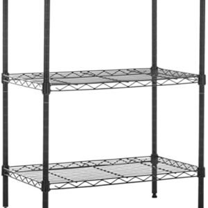 Amazon Basics 3-Shelf Adjustable Heavy Duty Steel Wire Rack Storage Shelving Organizer for Kitchen, Garage, 23.2" L x 13.4" W x 30" H, Black