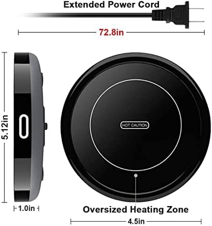 BESTINNKITS Smart Coffee Cup Warmer Set, Auto On/Off Gravity-induction Mug Office Desk Use, Candle Wax Cup Warmer Heating Plate (Up To 131F/55C), 14oz - Image 3