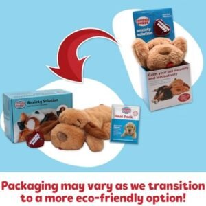 Original Snuggle Puppy Heartbeat Stuffed Toy for Dogs. Pet Anxiety Relief and Calming Aid, Comfort Toy for Behavioral Training in Biscuit