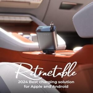 LISEN Retractable Car Charger 4 in 1 [69W USB C Car Charger Adapter] iPhone 16 Car Charger Fast Charging, Gift for Men Women, Car Accessories USBC Car Charger for iPhone 16 15 14 13 12 Android, Gray