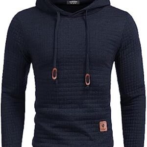 COOFANDY Mens Hooded Sweatshirt Casual Long Sleeve Drawstring Waffle Knit Pullover Hoodies