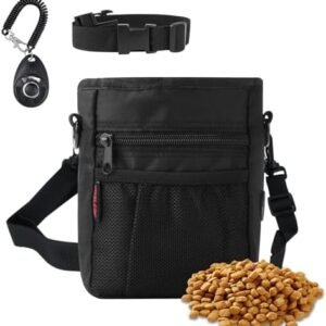 Dog Treat Pouch with Magnetic Closure, Treat Pouches for Pet Training, Large Dog Treat Training Pouch and Dog Clicker, Dog Training Treat Pouch Built-in Poop Bag Dispenser, Hands-Free Snack