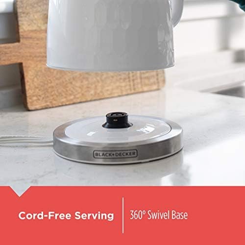 BLACK+DECKER 1.7L Cordless Electric Kettle, KE1560W, Premium Texture, Water Window, Rapid Boil, Auto Shutoff, White - Image 8