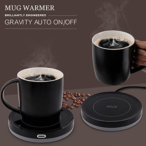 BESTINNKITS Smart Coffee Cup Warmer Set, Auto On/Off Gravity-induction Mug Office Desk Use, Candle Wax Cup Warmer Heating Plate (Up To 131F/55C), 14oz - Image 2