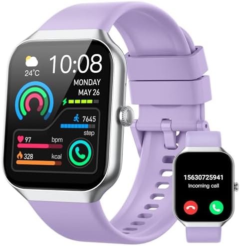 Smart Watch for Men Women (Answer/Make Call), 1.96" HD Smartwatch with Heart Rate/Sleep Monitor/Pedometer/Calories, 113+ Sports Fitness Watch, IP68 Waterproof Activity Tracker for Android iOS-Purple