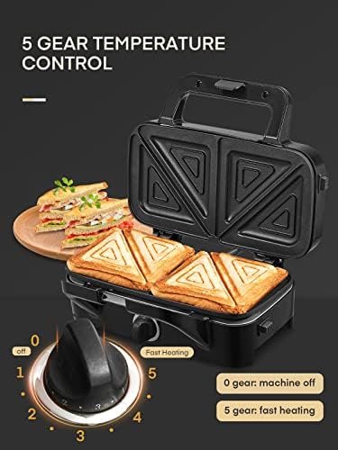FOHERE Waffle Maker 3 in 1 Sandwich Maker 1200W Panini Press With Removable Plates and 5-gear Temperature Control, Non-stick Coating Easy to Clean,Indicator Lights, Silver/Black - Image 7