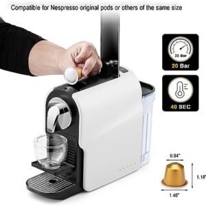 Espresso Pod Machine for Home, Compact Capsule Coffee Maker for NS Original Pods, 20 Bar High Pressure Pump, 22oz Removable Water Tank, Adjustable Cup Tray, 1350W
