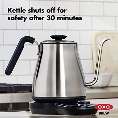 OXO Brew Gooseneck Electric Kettle – Hot Water Kettle, Pour Over Coffee & Tea Kettle, Adjustable Temperature, Built-In Brew Timer, Stainless Steel, 1L - Image 6