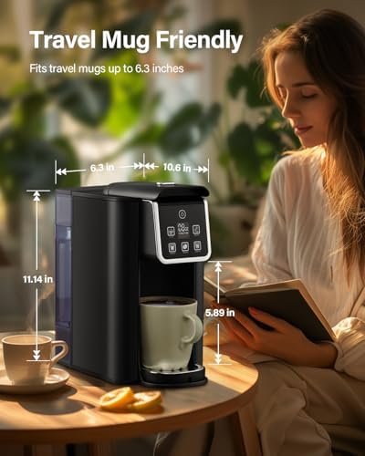 SHARDOR Single Serve Coffee Maker 2.0, Hot and Iced Coffee Machine for K-Cup Pods & Ground Coffee, 6 to 14 oz Brew Sizes, 50 oz Removable Water Tank, Bold Brew Setting, Stainless Steel, Black - Image 6
