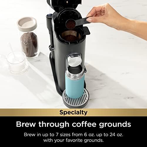 Ninja Pod & Grounds Specialty Single-Serve Coffee Maker, K-Cup Pod Compatible, Brews Grounds, Compact Design, Built-In Milk Frother, 56-oz. Reservoir, 6-oz. Cup to 24-oz. Mug Sizes, Black, PB051 - Image 3
