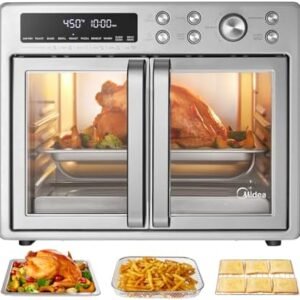 Midea Flexify French Door Toaster Oven Air Fryer Combo, 26.4 QT, Extra Large Air Fryer Countertop Oven 10-in-1 Combo, 25% Faster Cooking and 90% Less Oil, Stainless Steel