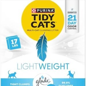 Purina Tidy Cats Low Dust, Multi Cat, Clumping Cat Litter Odor Control Formula, LightWeight Glade Clear Springs - 17 lb. Box