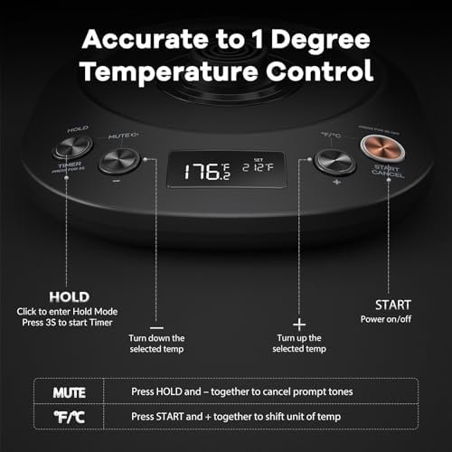 Mecity Electric Kettle Gooseneck Pour Over Kettle ±1℉ Temperature Control Quick Heating Water Boiler for Coffee & Tea & Formula Auto Shut Off Tea Kettle 1200 Watt, 0.8L, Matt Black, Barista Edition - Image 3