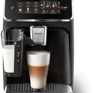 PHILIPS Series 3300 Fully Automatic Espresso Machine - 6 Hot & Iced Drinks, LatteGo Milk System, 40% Quieter SilentBrew, Ceramic Grinder, Aquaclean Filter, Glossy Black (EP3341/50)