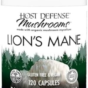 Host Defense Mushrooms Lion's Mane - Brain Health Support Supplement - Mushroom Supplement to Support Focus & Memory Function - Immune & Nervous System Support Supplement - 120 Capsules (60 Servings)